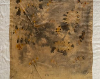 Large Botanically Dyed, Hand Painted Silk Scarf