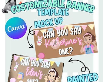 Ms. Rachel Painted Banner Template | Editable Canva Design | DIY Party Banner, Birthday Decoration Digital Download