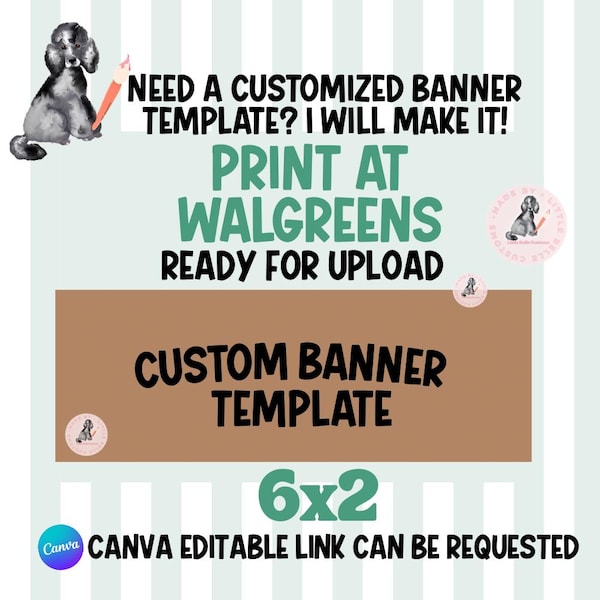 CUSTOM banner template | Walgreens Printable | 2x6  | Banner Template| Digital Download