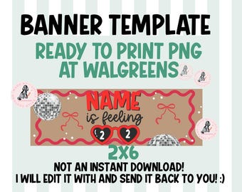 Plantilla de pancarta "Feeling 22" para cumpleaños de Taylor. Imprime en Walgreens. Cumpleaños número 22 / Archivos PNG.