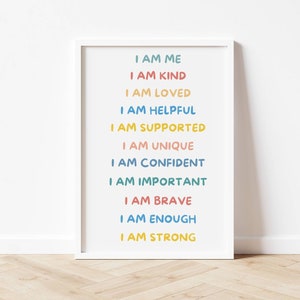Sei du Wandkunst, positive Vibes Selbstwertgefühl Poster, lustige Gefühle, Gefühle Poster, sozial emotionales Lernen, beruhigende Ecke, liebe dich selbst