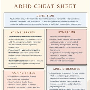 Cheatsheet ADHD. Bronnen voor aandachtstekortstoornis met hyperactiviteit. Uitvoerend functioneren. Hulpmiddelen voor ADHD-therapie. Zelfzorg. Therapiewerkblad
