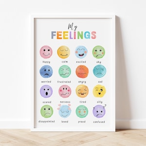 Gefühle Poster, Gefühle der Kinder, weiche Gefühle, Kinderzimmer Wandkunst, Kinderzimmer Deko, Klassenzimmer, Emotionen Poster, beruhigen Ecke