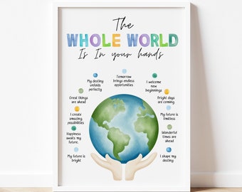 The Whole World Poster. Therapy office decor, therapy poster, counseling, therapist decor, school counselor, positive thinking. Affirmation