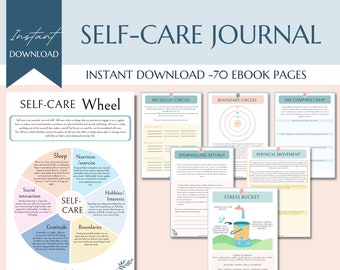 Self care journal, self care workbook, self love, burnout, stress management, manifestation, wellness journal, nutrition planner, therapy