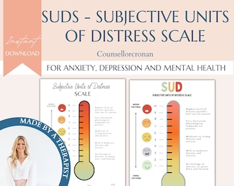 Subjective units of distress scale, SUDS, DBT, DBT skills, Dialectical, radical acceptance, therapy office decor, therapy worksheet, anxiety
