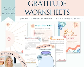 Gratitude workbook worksheets, therapy office decor, therapist resources, depression book, gratefulness, SEL growth mindset, coping skills