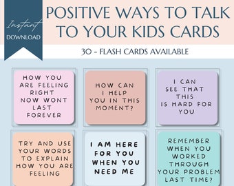 Positive ways to talk to your kids flashcards,mindulness cards, behavior management, parenting resources, therapy office decor, counselling