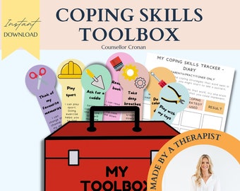 Coping skills tool box, feelings poster, calming down corner, social emotional learning, therapist office decor, self regulation