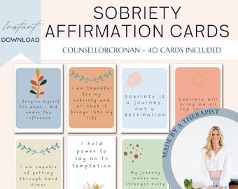 Sobriety affirmation cards, recovery, addiction coping skills, addiction recovery cards, Sobriety Gifts - Mindfulness Practice, therapy