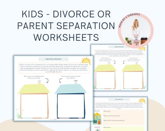 Parent separation or divorce worksheets for kids, my houses, therapy resources, social-emotional learning, growth mindset, change for kids