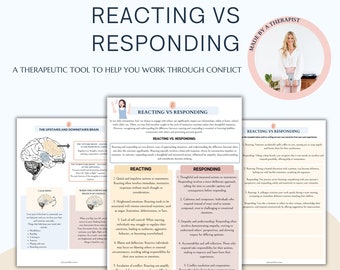 Responding Vs Reacting Worksheets. Therapy worksheets, Psychoeducation communication styles, conflict resolution, family therapy, couples