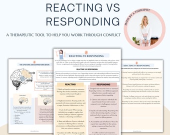 Responding Vs Reacting Worksheets. Therapy worksheets, Psychoeducation communication styles, conflict resolution, family therapy, couples