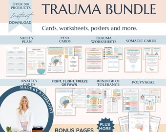 Trauma 50% off Therapy Bundle PTSD Worksheet BPD Coping, self-worth,Narrative Therapy, Safety Plan, Crisis Therapy, Cognitive Distortion