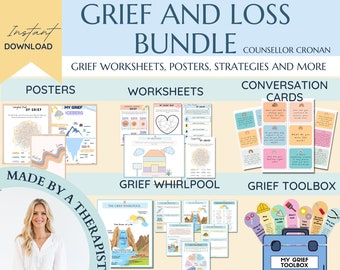 Grief and Loss 50% off bundle, Kids therapy, psychologist tools, parenting resources, death coping skills, social emotional learning, SEL