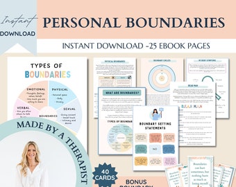 Boundaries workbook, DBT bundle, boundaries worksheets, therapy office decor, therapy tools, DBT skills, DBT therapy, social skills, anxiety