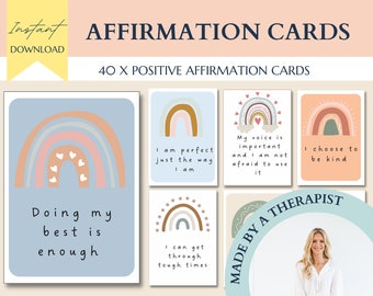 Affirmation cards, positive quote flash cards, affirmations cards, self esteem, confidence, self care, therapy office decor, self love, cbt