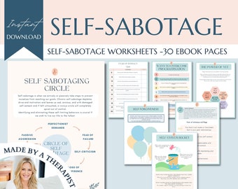 Self sabotage worksheets, fear of intimacy quiz, self esteem, therapy worksheets, teen mental health, psychologist resources, therapy games