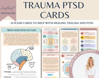 Trauma therapy cards, PTSD coping skills, panic attacks, trauma therapist, trauma surviver, healing cards, therapy office decor, DBT skills