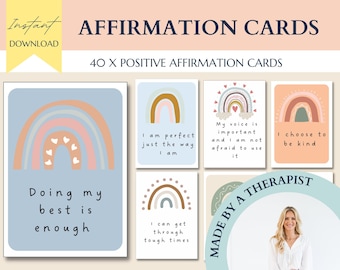 Cartes d'affirmation positive, cartes de pleine conscience, cartes d'affirmation, feuilles de travail de thérapie, outils de thérapie, outils de conseil, cartes positives,