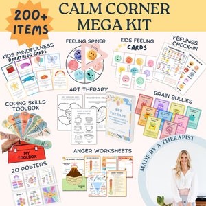 200 items Calming Corner-zelfreguleringstoolkit. Emotionele intelligentie. Kinderen Zelfverzorgend, zelfzorg. Gevoelens inchecken. Affirmaties.