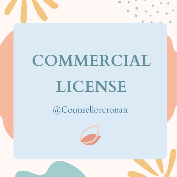 Commercial license - Permission to re-distribute products. Therapy tools. Therapy worksheets. Counselling. Social work. Parenting