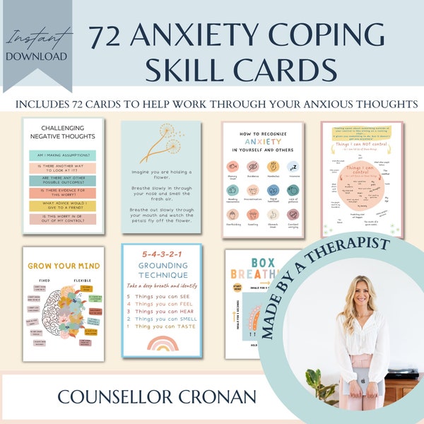 Anxiety affirmation cards, therapy tools, calming down corner, therapy office decor, grounding technique, anxiety relief, school social work