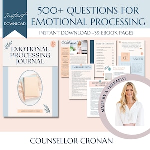 500+ Thought provoking questions to help process your emotions, feelings journal, therapy worksheet, mental health workbook, emotions sheets