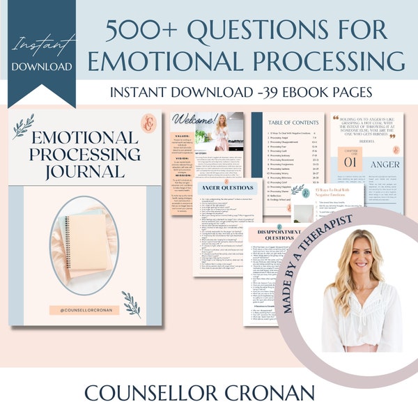 500+ Thought provoking questions to help process your emotions, feelings journal, therapy worksheet, mental health workbook, emotions sheets