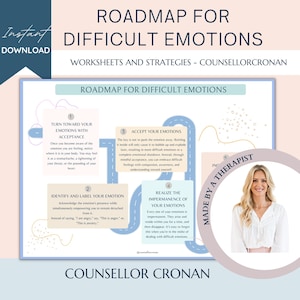 Werkblad Routekaart voor het omgaan met emoties, therapiehulpmiddelen, omgaan met gevoelens, psychologie, ADHD-tips, geestelijke gezondheid, groepstherapie, CGT-dagboek