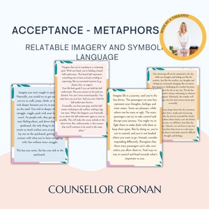 Acceptatie- en commitment-therapie-metaforen, cognitieve defusie, flashcards voor psychologische flexibiliteit, geestelijke gezondheid, werkbladen, kind