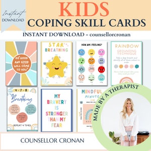 Cartes de régulation émotionnelle pour enfants, cartes de pleine conscience, kit de mise à la terre, croissance personnelle, affirmation de soi, thérapie par le jeu, cabinet de pédiatrie, école