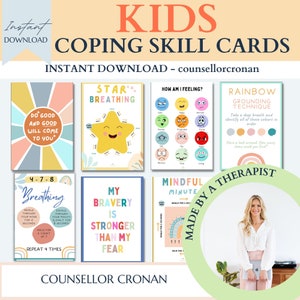 Kids emotional regulation cards, mindfulness cards, grounding kit, personal growth, growth mindset, play therapy, paediatric office, school