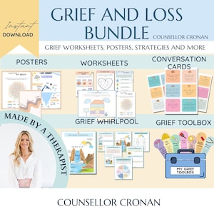 Grief and Loss 50% off bundle, Kids therapy, psychologist tools, parenting resources, death coping skills, social emotional learning, SEL
