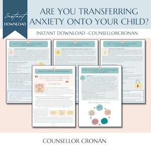 ¿Está transfiriendo la ansiedad a su hijo? Infografías psicológicas, herramientas para padres, hojas de trabajo de psicología, herramienta de terapia cognitivo conductual