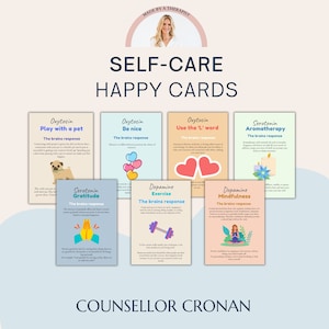 Selbstfürsorge Bildkarten, Karte mit sich selbst, Therapiepraxis Deko, Therapiepraxis Kunst, Ratgeber Praxis Deko, Therapie-Tools, Therapie, Depression