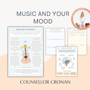 Werkbladen voor muziek en je stemmingstherapie en zelfzorg. Zelfhulpwerkboek. Emotionele regulatie. Zelfregulering. Begeleiding op school. Tiener
