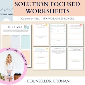 Solution focused mental health therapy worksheets, therapy tools, therapy office decor, coping skills, psychology, coping strategies, BPD,