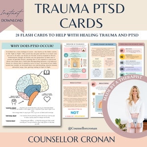 Trauma therapy cards, PTSD coping skills, panic attacks, trauma therapist, trauma surviver, healing cards, therapy office decor, DBT skills