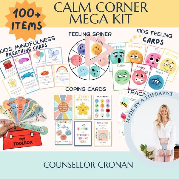 Calming corner kit bundle, coping skills for kids, self regulation, social emotional learning, psychology resources mindfulness techniques