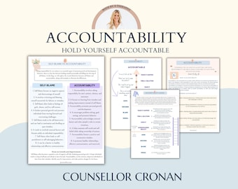 Accountability Worksheets - Self-blame vs accountability. Accountability ladder, self-awareness, self-growth, positive mind, business coach