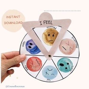 Emotions wheel, digital download, instant printable, emotions board, Teaching resources, zones of regulation, social emotional learning