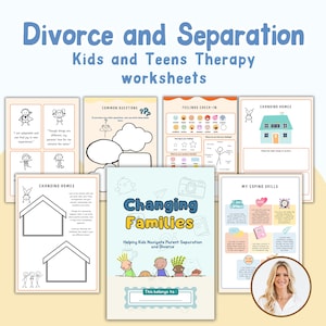 Echtscheidingswerkbladen voor kinderen, scheidingsdagboek, inrichting therapiekantoor, therapiewerkbladen, therapiewerkboek, hulpmiddelen voor counseling, gevoelens