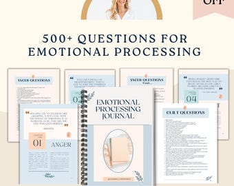 500+ Thought provoking questions to help process your emotions, feelings journal, therapy worksheet, mental health workbook, emotions sheets