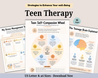 Teen Mental Health Workbook, social emotional learning,  Anxiety Worksheet, teen therapy, Adolescent, self help, BPD, DBT, CBT, Coping skill
