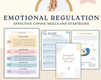 Emotional Regulation journal, therapy office decor, therapist wall art, psychology, social emotional learning, school counselor office. CBT