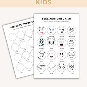 Kids Feelings Check in Worksheets. Feelings Poster, Emotional Self ...