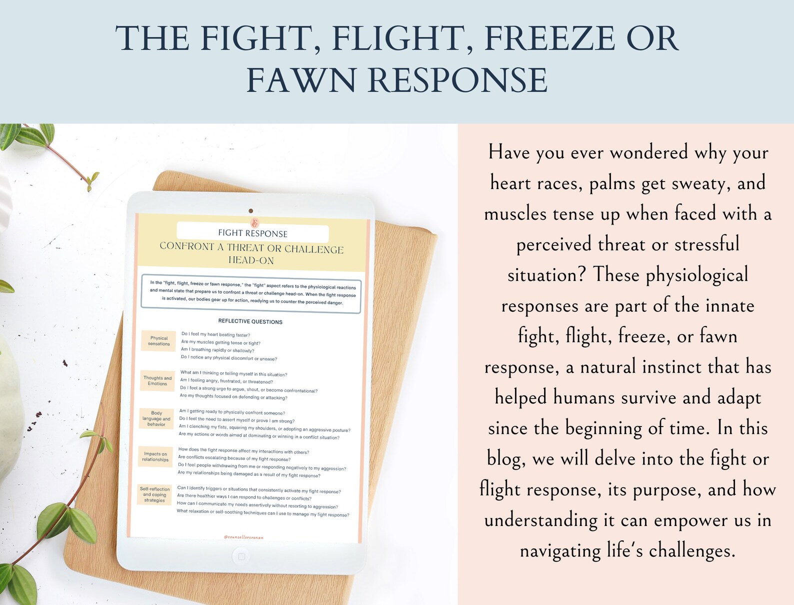 The Fight, Flight, Freeze or Fawn Mode of Worries Worksheets for All ...