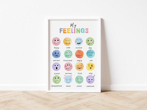 Feelings poster, kids feelings, soft feelings, nursery wall art, nursery decor, classroom, emotions poster, calm down corner