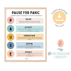 Pause für Panik Poster, Trauma Erholung, Narrative Therapie, Therapie Büro Dekor, EMDR, DBT, Schulberatung Büro Poster, Stress